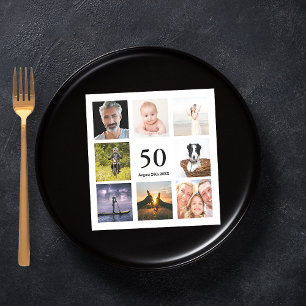 50th birthday party photo collage guys napkin