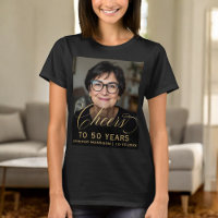 50th Birthday Party Photo Gold Script Cheers