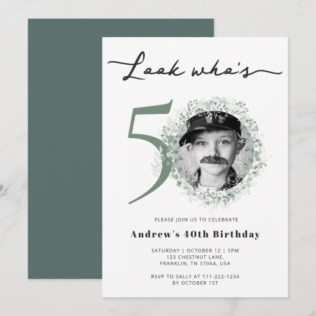 50th Birthday Party Photo Invitation (Front/Back)