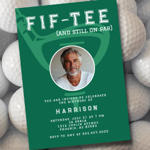 50th Birthday Party Photo Modern Golf Green Invitation