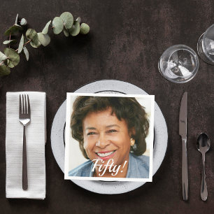 50th birthday party photo script woman napkin