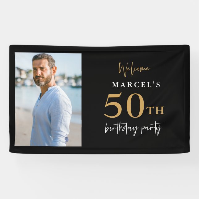 50th Birthday Party Photo Welcome Banner (Horizontal)