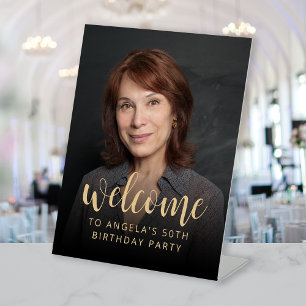 50th Birthday Party Photo Welcome Pedestal Sign