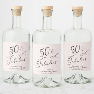 50th Birthday Party Pink Liquor Bottle Label