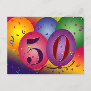 50th birthday party postcard invites