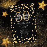 50th Birthday Party Program Gold Glitter w/ Menu<br><div class="desc">Elegant "Birthday Party Program" design with Glitter Confetti in Gold & Black w/ custom text.</div>