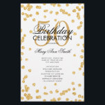 50th Birthday Party Program Gold Glitter w/ Menu<br><div class="desc">Elegant "Birthday Party Program" design with Glitter Confetti in Gold & White w/ custom text.</div>