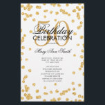 50th Birthday Party Program Gold Glitter w/ Menu<br><div class="desc">Elegant "Birthday Party Program" design with Glitter Confetti in Gold & White w/ custom text.</div>