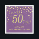 50th Birthday Party Purple and Gold Diamond Napkin<br><div class="desc">50th Birthday Party Invitation with Purple and Gold Glitter Diamond Background. Gold Confetti. Adult Birthday. Man or Woman Birthday. For further customisation,  please click the "Customise it" button and use our design tool to modify this template.</div>