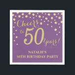 50th Birthday Party Purple and Gold Diamond Napkin<br><div class="desc">50th Birthday Party Invitation with Purple and Gold Glitter Diamond Background. Gold Confetti. Adult Birthday. Man or Woman Birthday. For further customisation,  please click the "Customise it" button and use our design tool to modify this template.</div>