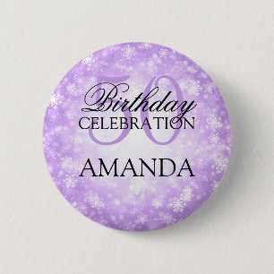 50th Birthday Party Purple Winter Wonderland 6 Cm Round Badge