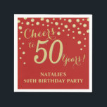 50th Birthday Party Red and Gold Diamond Napkins<br><div class="desc">50th Birthday Party Invitation with Red and Gold Glitter Diamond Background. Gold Confetti. Adult Birthday. Man or Woman Birthday. For further customisation,  please click the "Customise it" button and use our design tool to modify this template.</div>