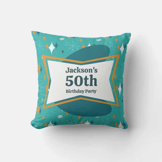 50th Birthday Party Retro Mid Century Any Age Cushion (Front)