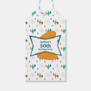 50th Birthday Party Retro Mid Century Any Age Gift Tags