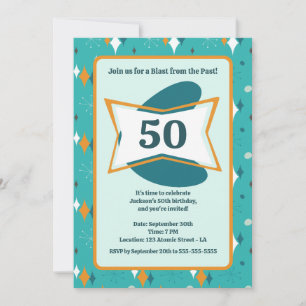 50th Birthday Party Retro Mid Century Any Age Invitation