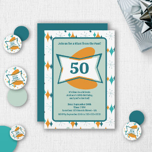 50th Birthday Party Retro Mid Century Any Age Invitation