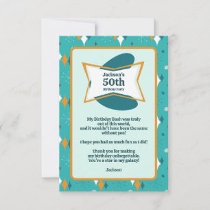 50th Birthday Party Retro Mid Century Any Age Thank You Card