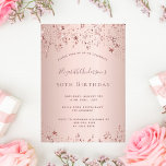 50th birthday party rose gold stars invitation<br><div class="desc">A modern,  stylish and glamourous invitation for a woman's 50th birthday party.  A rose gold gradient background with rose gold twinkling stars. The name is written with a modern dark rose gold coloured hand lettered style script.  Templates for your party details.</div>