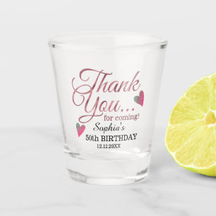 50th Birthday Party Rose Gold Thank You Favors Shot Glass