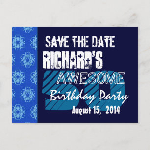 50th Birthday Party Save the Date Blue Midnight Announcement Postcard
