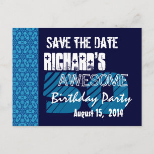 50th Birthday Party Save the Date Blue Midnight Announcement Postcard