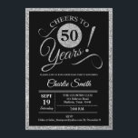 50th Birthday Party - Silver Black ANY AGE Invitation<br><div class="desc">50th Birthday Party Invitation in faux glitter silver and black. Cheers to 50 years!
Please message us if you need further customization.</div>