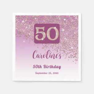 50th Birthday Party Sparkling Rose Gold Glitter Napkin