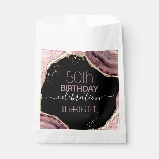 50th Birthday Party Stone and Gold Favour Bags (Front)