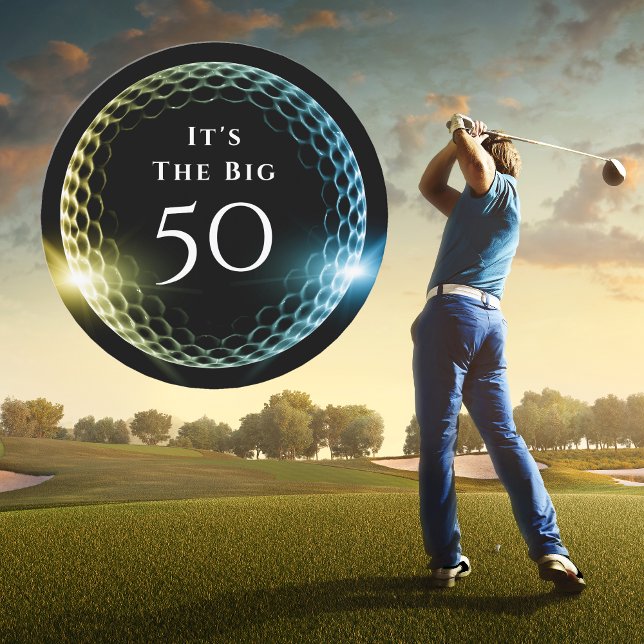 50th Birthday Party Stylish Modern Golf Golfer Invitation (Creator Uploaded)