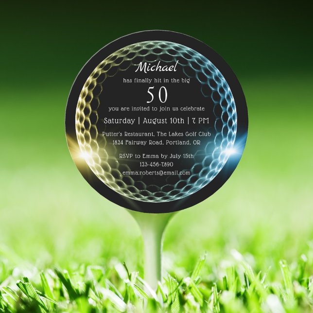 50th Birthday Party Stylish Modern Golf Golfer Invitation (Creator Uploaded)
