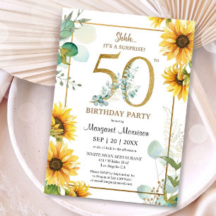 50th Birthday Party Sunflowers Elegant Floral Invitation
