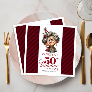 50th Birthday Party Supplies Funny Old Lady Paper Napkin