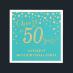 50th Birthday Party Teal and Gold Diamond Napkins<br><div class="desc">50th Birthday Party Invitation with Teal and Gold Glitter Diamond Background. Gold Confetti. Adult Birthday. Man or Woman Birthday. For further customisation,  please click the "Customise it" button and use our design tool to modify this template.</div>
