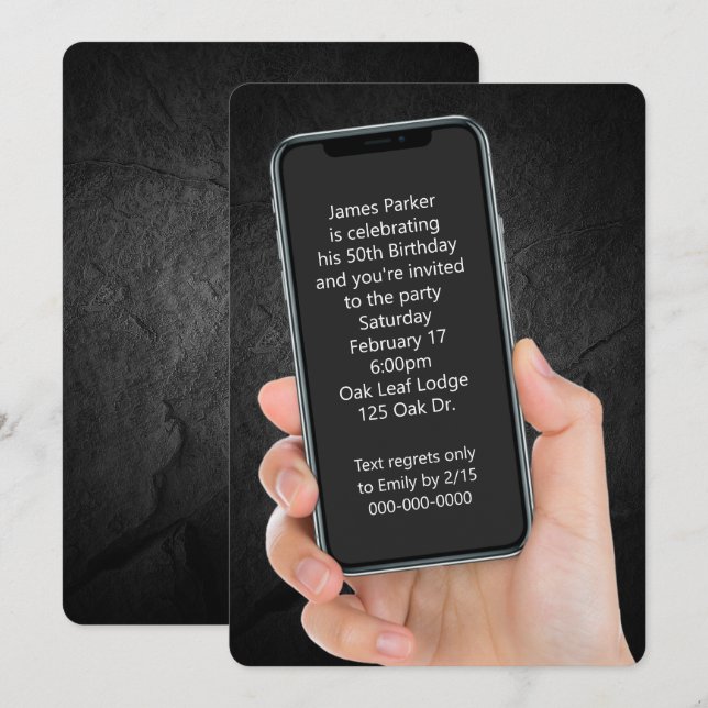 50th Birthday Party Text Message  Invitation (Front/Back)