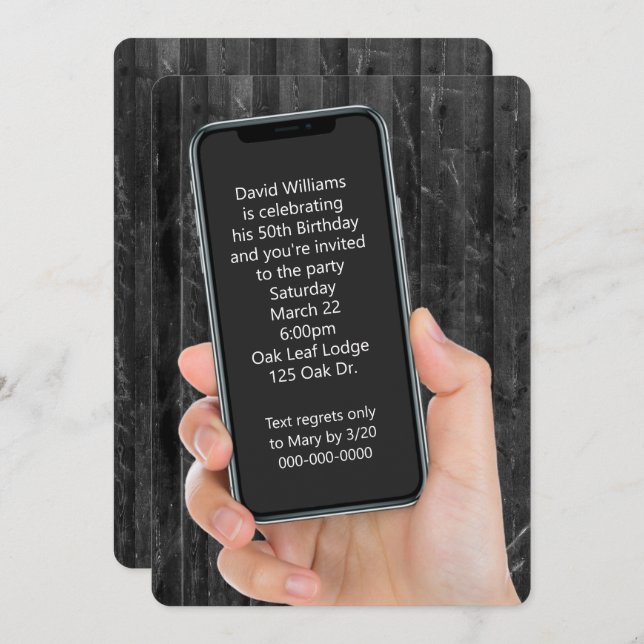 50th Birthday Party Text Message Invitation (Front/Back)