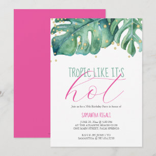 50th Birthday Party Tropical Theme Invitation
