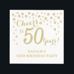 50th Birthday Party White and Gold Diamond Napkin<br><div class="desc">50th Birthday Party Invitation with White and Gold Glitter Diamond Background. Gold Confetti. Adult Birthday. Man or Woman Birthday. For further customisation,  please click the "Customise it" button and use our design tool to modify this template.</div>