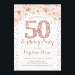 50th Birthday Party - White Rose Gold Invitation<br><div class="desc">50th Birthday Party Invitation
Elegant design in faux glitter rose gold and white.</div>