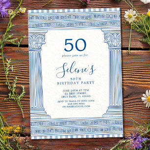 50th birthday party with custom colour Greek templ Invitation