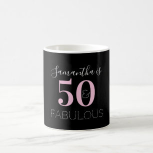 50th Birthday Personalised Black Pink Coffee Mug