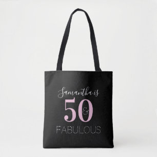 50th Birthday Personalised Black Pink Tote Bag