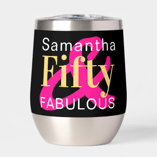 50th Birthday Personalised Fifty Fabulous Hot Pink