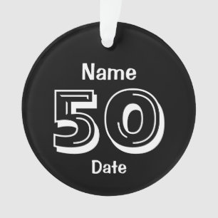 50th Birthday Personalised Gag Gift Black White Ornament