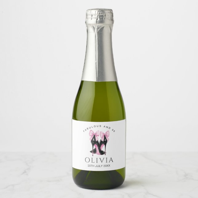 50th Birthday Personalised Party Favour Sparkling Wine Label (Front)