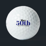 50th Birthday Personalised Titleist Pro V1 II Golf Balls<br><div class="desc">"50"  or any age.  Personalised.  Blue and black text.</div>