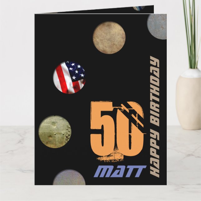 50th Birthday Personalised with 15 photos Front/in Card (Front)