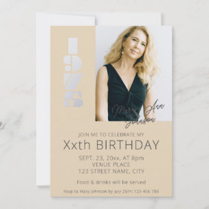 50th birthday photo born in 1975 beige invitation