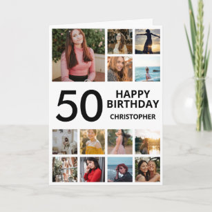 Black White 50th Birthday Cards & Templates