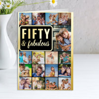 50th Birthday Photo Collage Black and Gold