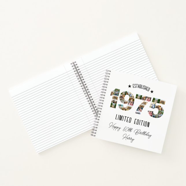 50th birthday Photo Collage established 1975 Notebook (Inside)